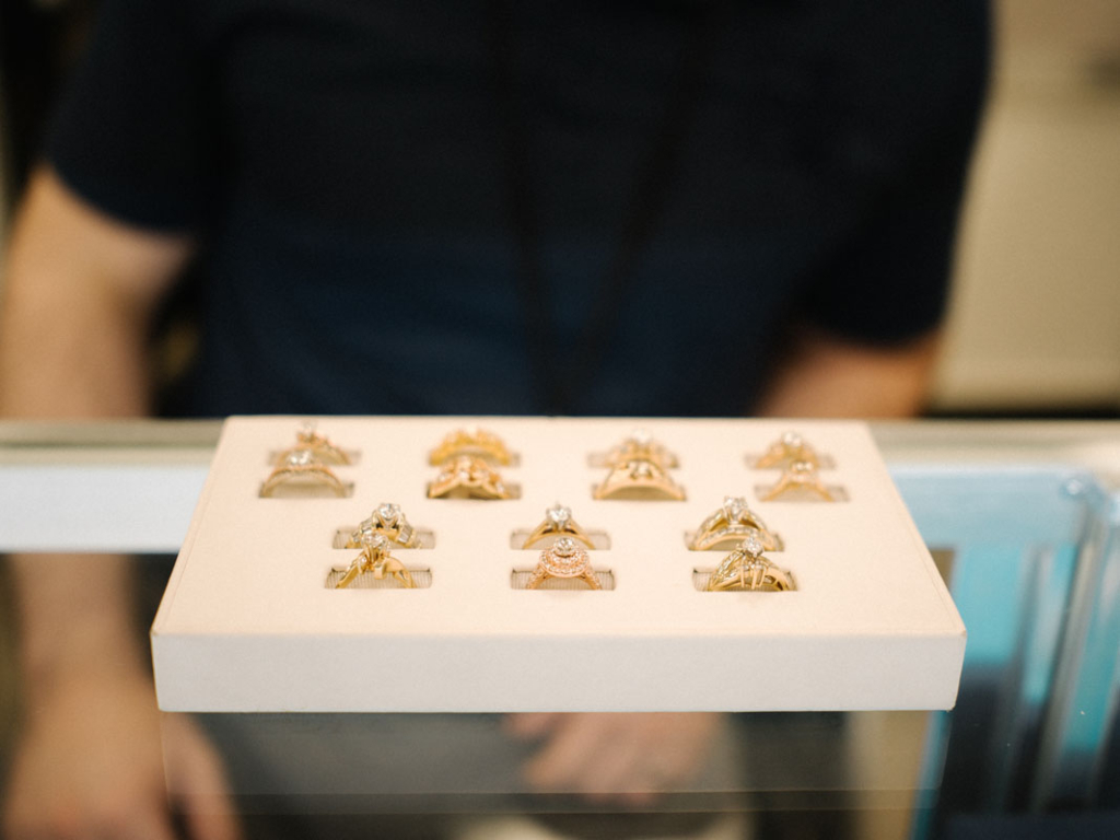 Display of various gold rings